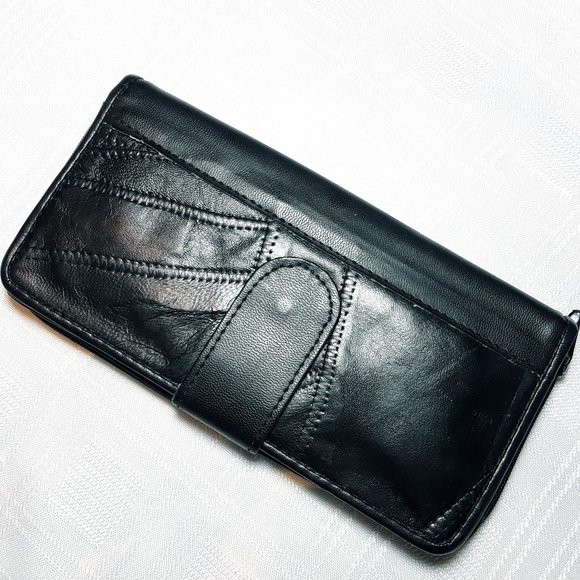 Wallet Leather Women Multi Pocket Patchwork Accessory Zipper Bags Black Wallets - Picture 2 of 8